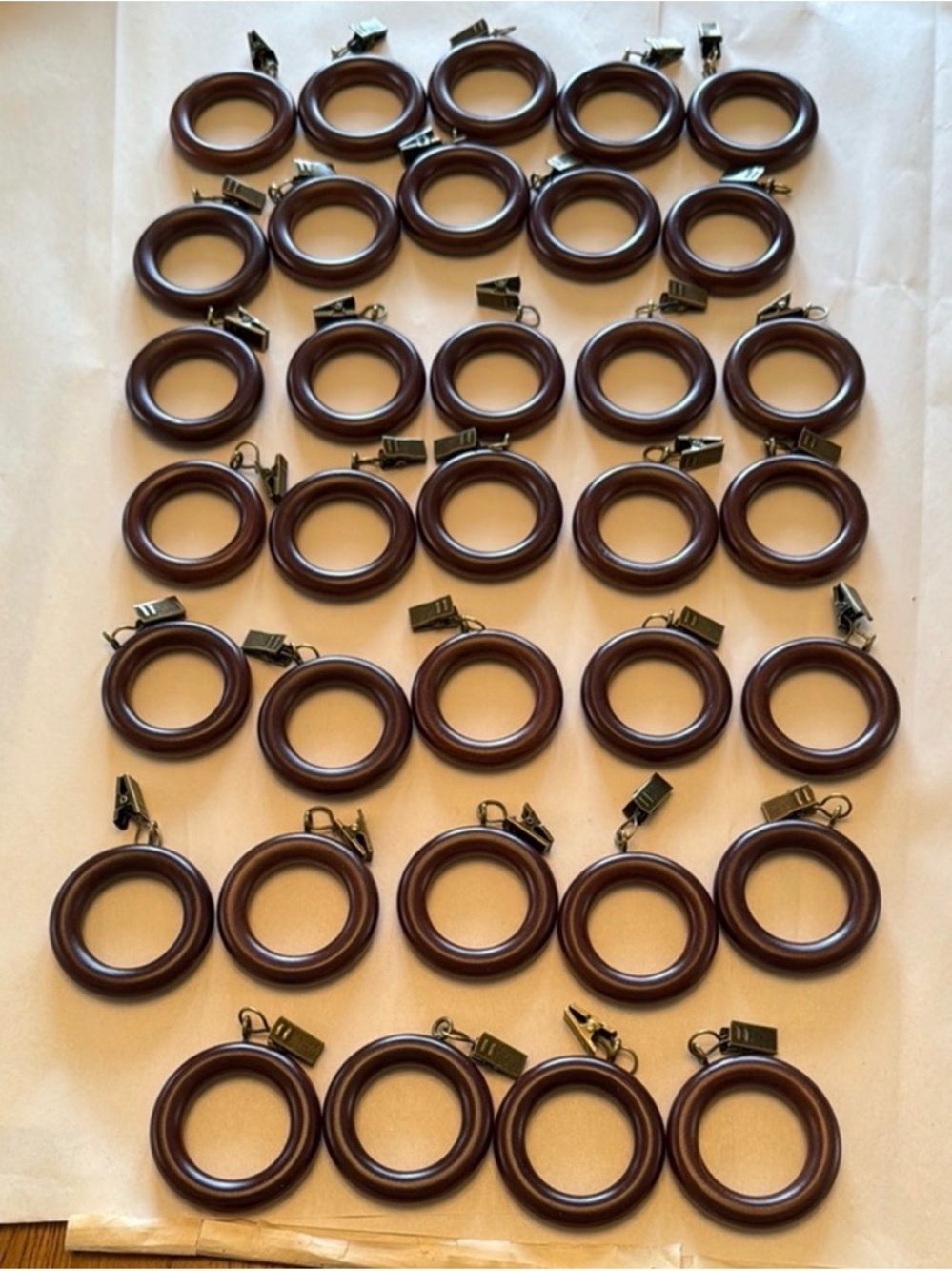 34 wood curtain rings